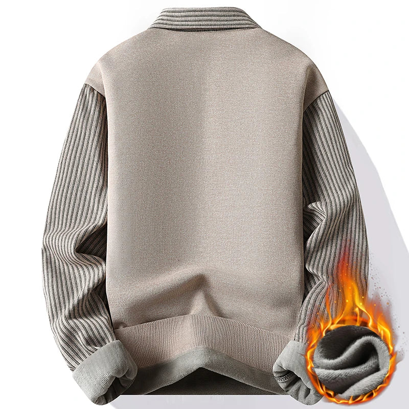 Pull 2 en 1 avec Chemise à Rayures Doublure Polaire