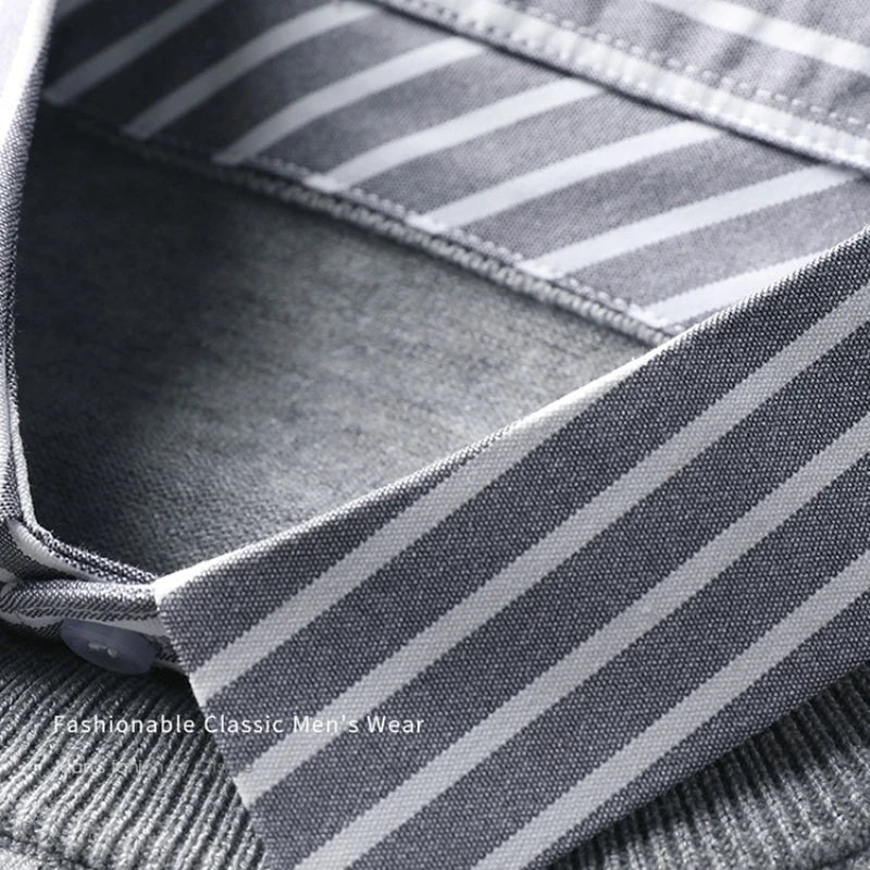 Pull 2 en 1 avec Chemise à Rayures - Homme