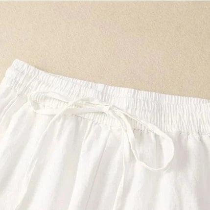Pantalon Rétro en Coton & Lin Ample Femme - Mi-Saison