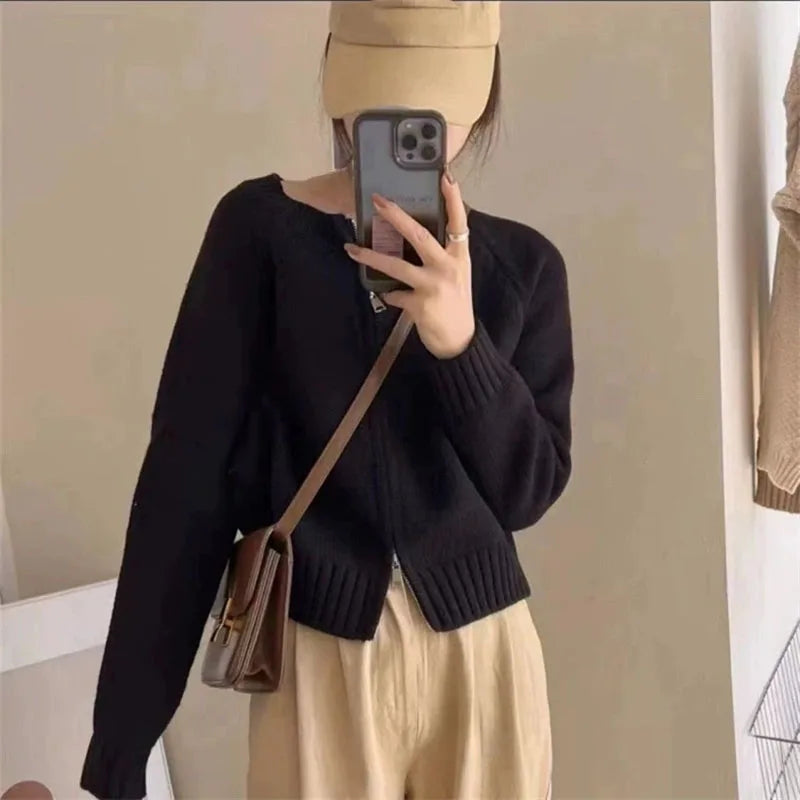Gilet Court en Tricot à Fermeture Éclair