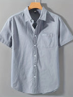 Chemise à Manches Courtes en Coton 100% pour Hommes — Décontractée et Respirante