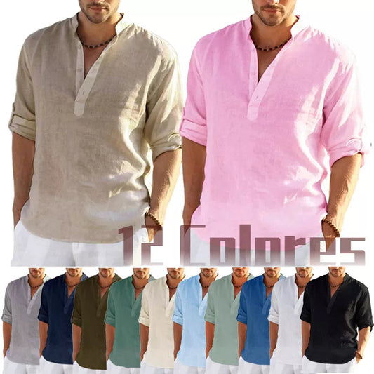 Chemise en Lin et Coton manches retroussées