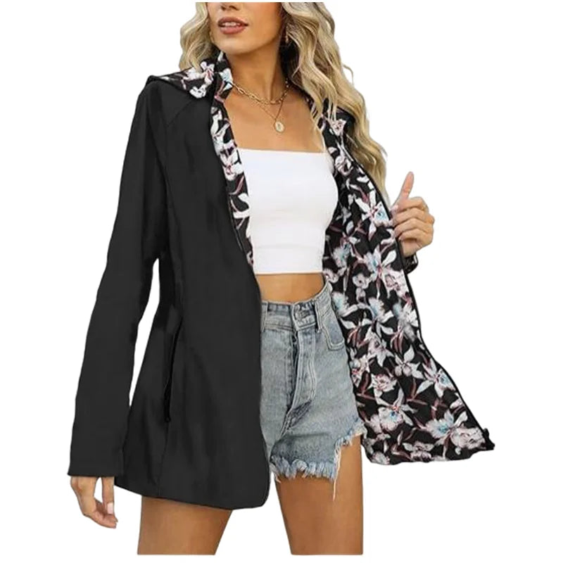 Imperméable de Pluie à Capuche Réversible - Femme