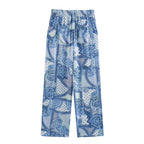 Intims - Ensemble Chemisier Imprimé Bandana Bleu et Pantalon Large Taille Haute pour Femme - 97531FR
