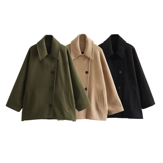 Manteau Vintage Court Imitation Laine