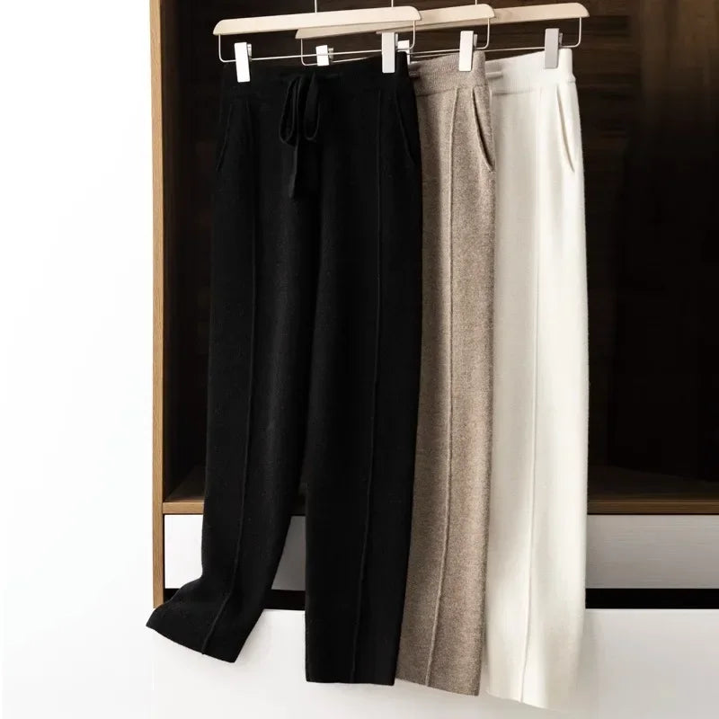 Intims - Pantalon en maille tricoté coupe droite avec taille élastique  - 89457FR