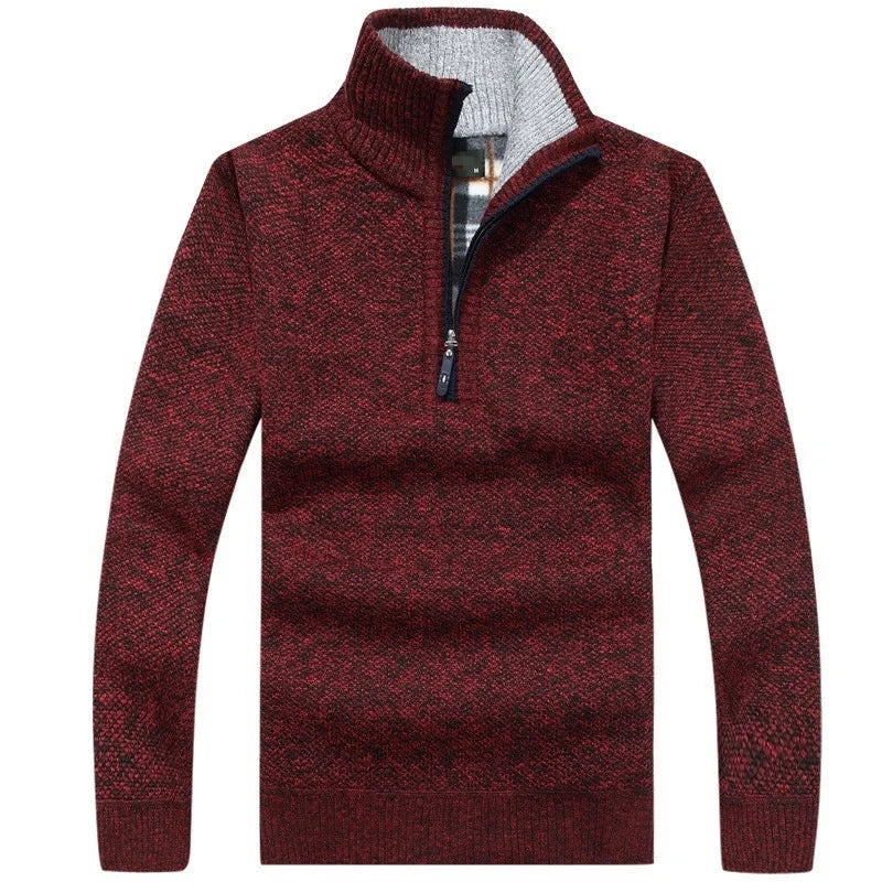 Pull Homme Chaud en Laine – Demi-Zip & Col Montant