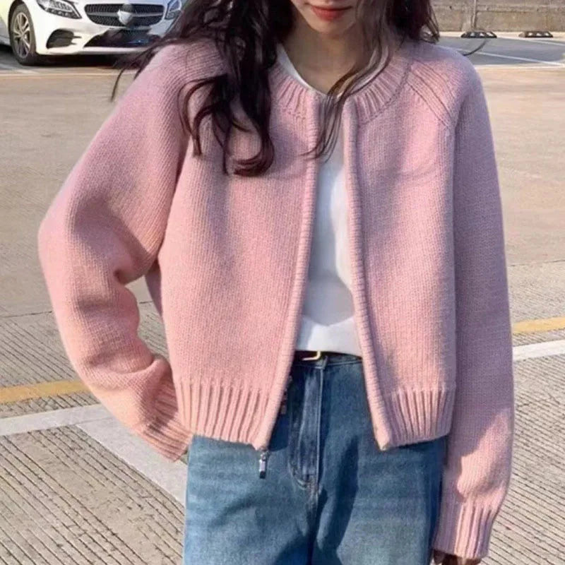 Gilet Court en Tricot à Fermeture Éclair