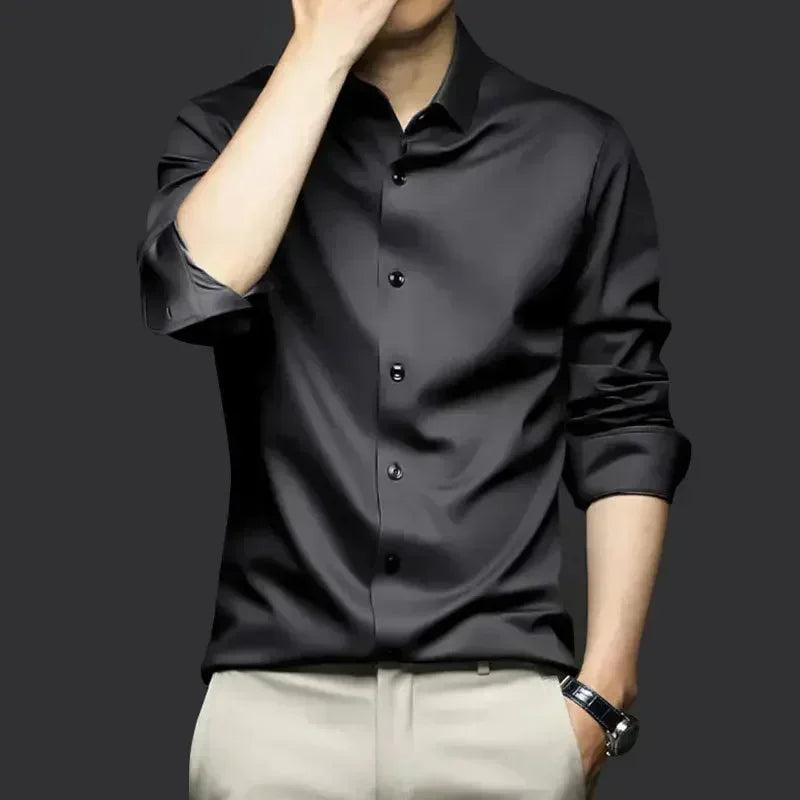 Chemise en Satin pour Homme S-6XL - 12 Couleurs