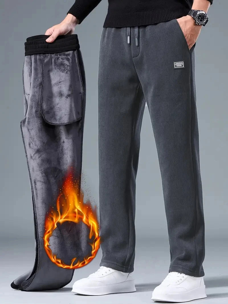 Pantalon Casual Ample en Velours Côtelé & Doublure Polaire - Homme