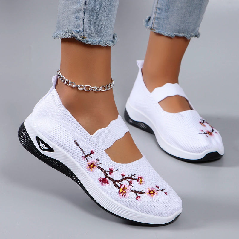 Intims - Mocassins en Maille avec Broderie Florale Printemps - 57342FR