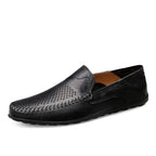 Mocassins à enfiler plats et aérés en cuir véritable
