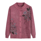 Cardigan à Col Rond avec Motif Florale