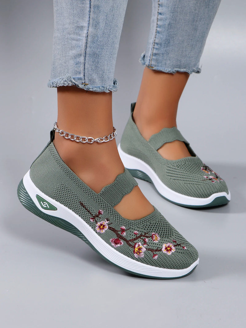 Intims - Mocassins en Maille avec Broderie Florale Printemps - 57342FR