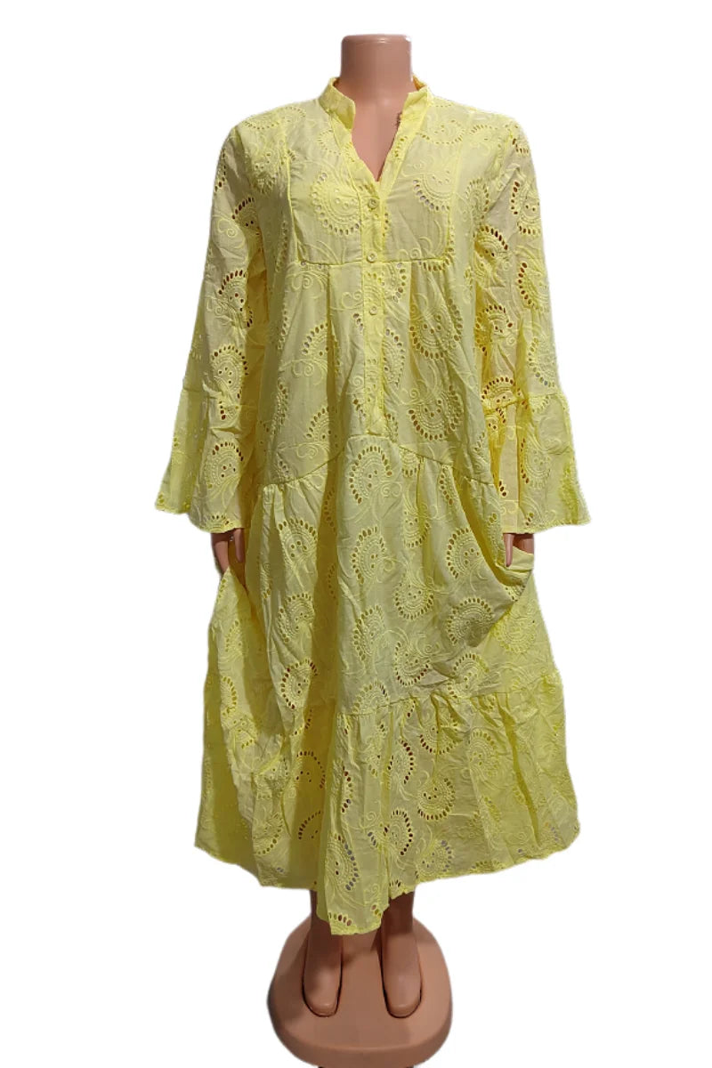 Intims - Robe chemise à broderie longue ample et à manches évasées - 37714FR