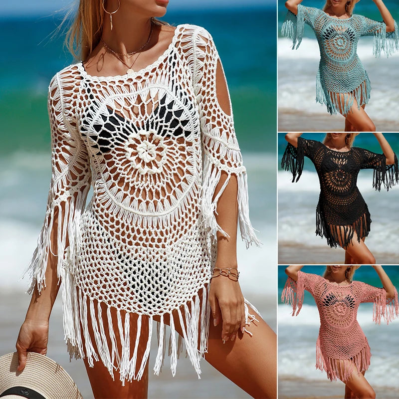 Intims - Robe Courte de Plage en Crochet à Franges pour Femmes - 56284FR