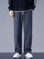 Pantalon Casual Ample en Velours Côtelé avec Doublure Polaire
