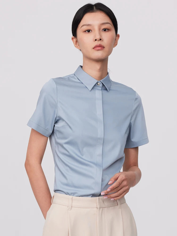 Intims - Chemise d'Été Sans Poche à Manches Courtes Col Classique pour Femme - 10001FR