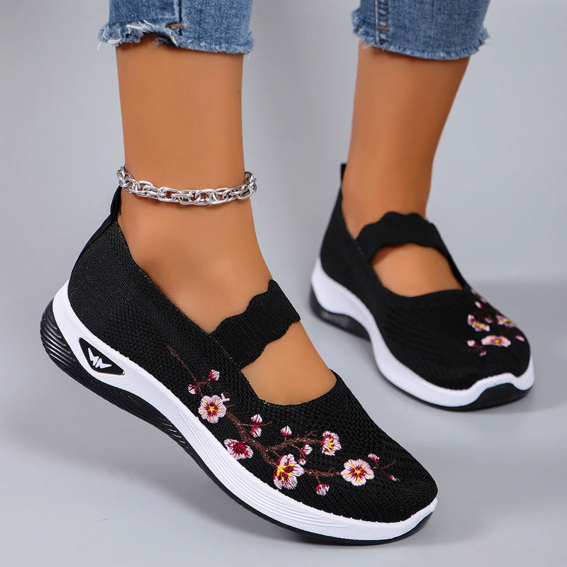 Intims - Mocassins en Maille avec Broderie Florale Printemps - 57342FR