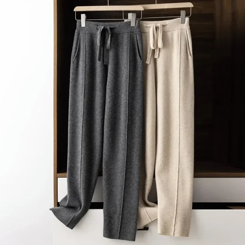 Intims - Pantalon en maille tricoté coupe droite avec taille élastique  - 89457FR