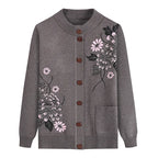 Cardigan à Col Rond avec Motif Florale