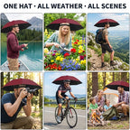 Chapeau Parapluie Mains Libres Pliable - Protection Contre le Soleil et la Pluie
