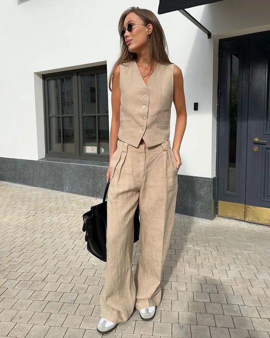 Intims - Ensemble Veston & Pantalon tailleur en Lin et Coton - 13548FR