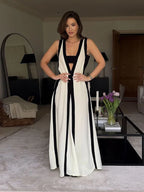 Intims - Robe élégante patchwork Noir & Blanc avec col en V - 75319FR