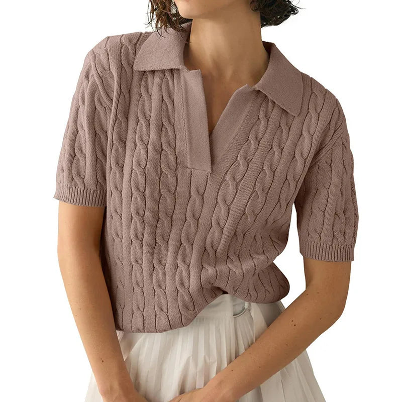 Intims - Polo Maille Coton Doux Manches Courtes pour Femmes - 93654FR