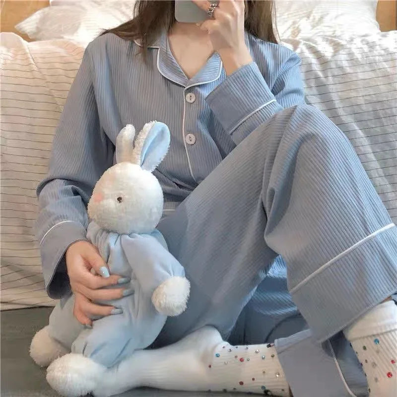 Pyjama Côtelé Chemise & Pantalon - Mi-Saison