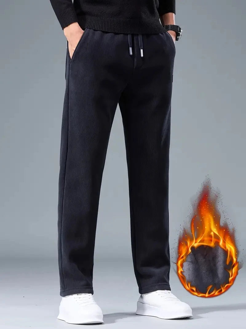 Pantalon Casual Ample en Velours Côtelé & Doublure Polaire - Homme