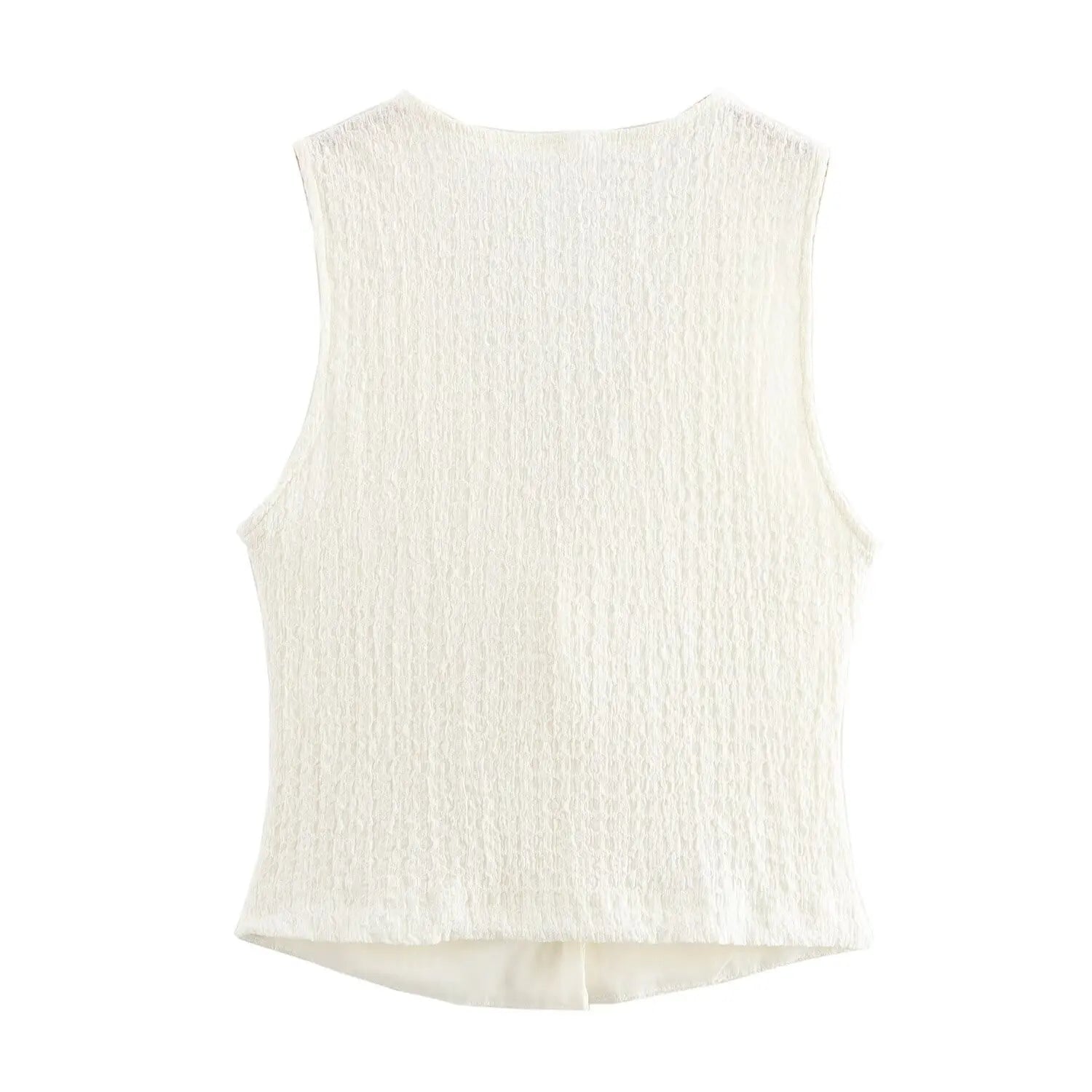 Ensemble 2PCS Texturé Veston Sans Manche à Bouton & Pantalon Élastique