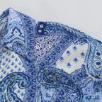 Intims - Ensemble Chemisier Imprimé Bandana Bleu et Pantalon Large Taille Haute pour Femme - 97531FR