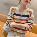 Pull à Rayures en Maille Colorée - Femme