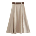 Intims - Longue jupe évasé en lin avec ceinture intégrée pour Femme - 92695FR