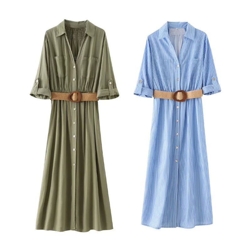Intims - Robe Longue Chemise Manches 3/4 avec Ceinture - 72651FR
