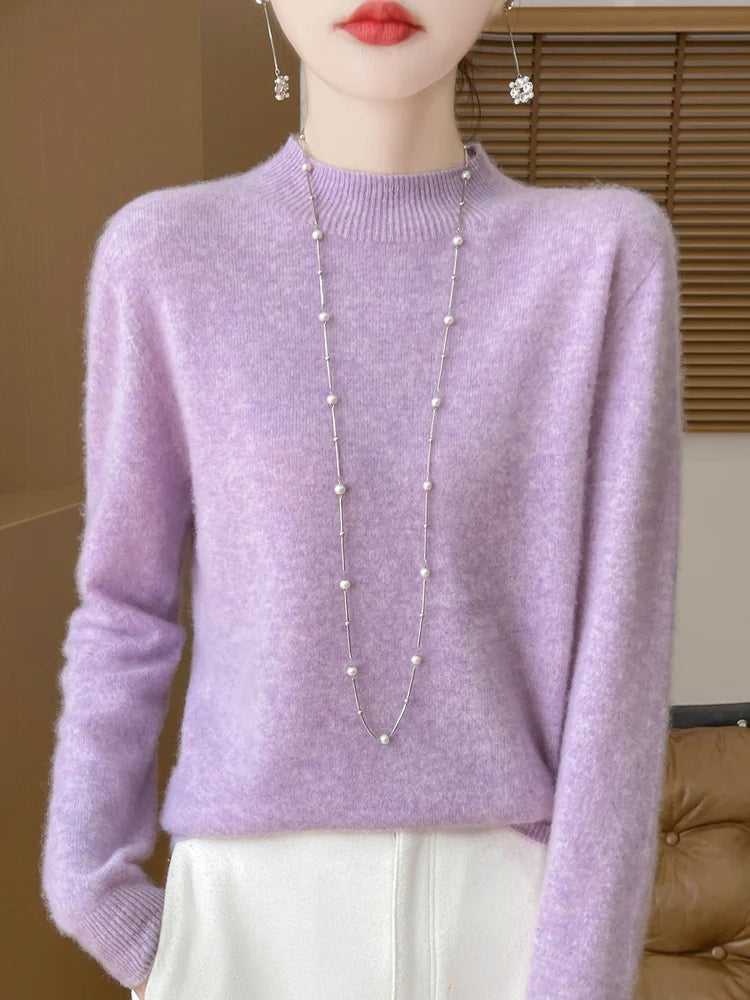 100% Merino Wool Funnel Neck Sweater - 14 Colors