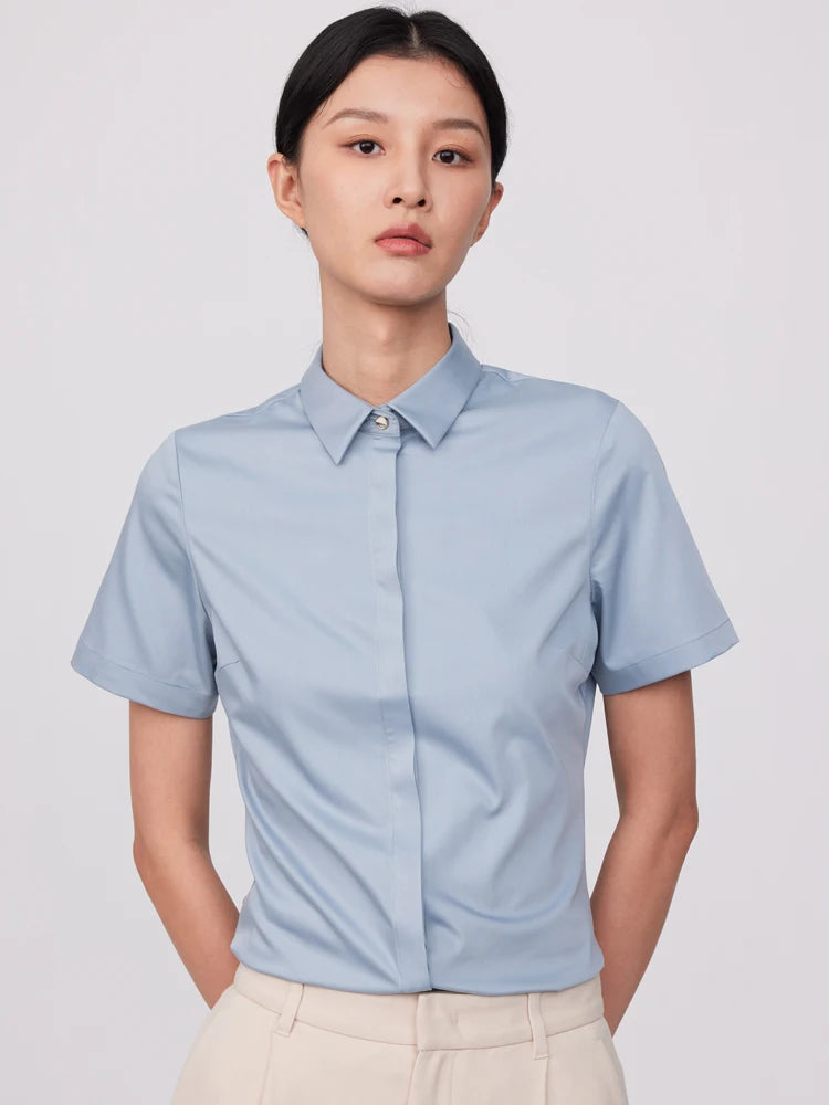 Intims - Chemise d'Été Sans Poche à Manches Courtes Col Classique pour Femme - 10001FR