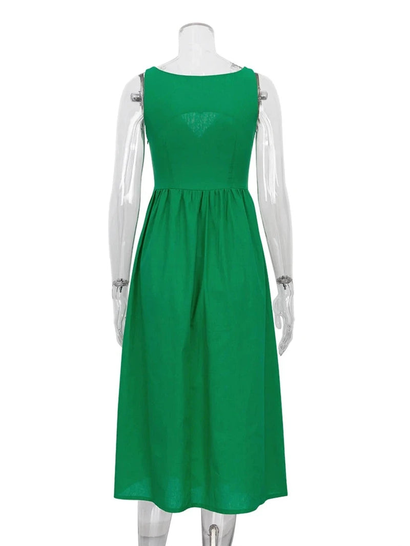 Intims - Robe Été Verte à Col en V pour Femmes - 67890FR