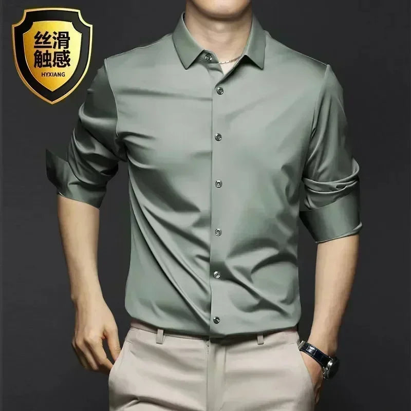 Chemise en Satin pour Homme S-6XL - 12 Couleurs