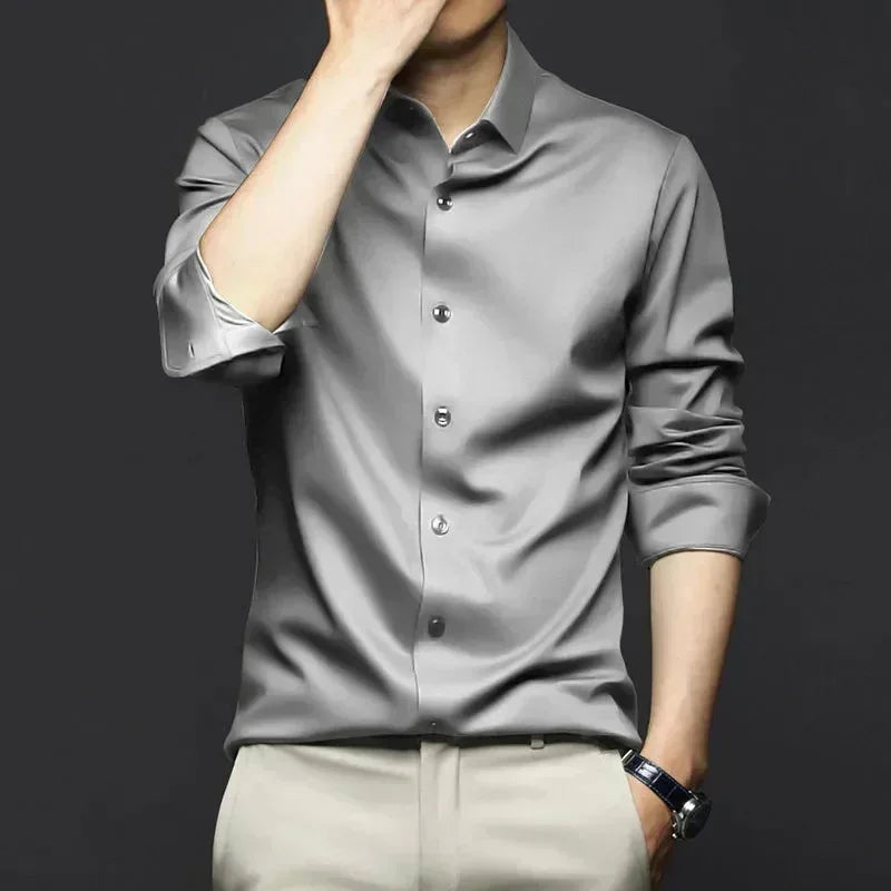 Chemise en Satin pour Homme S-6XL - 12 Couleurs