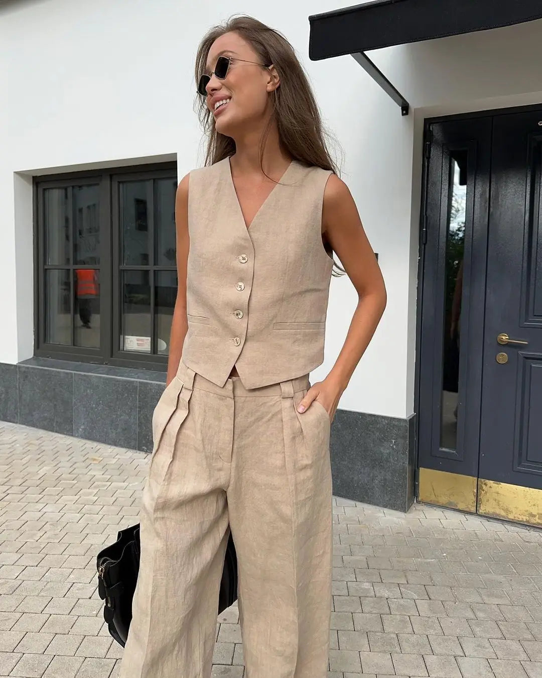 Intims - Ensemble Veston & Pantalon tailleur en Lin et Coton - 13548FR