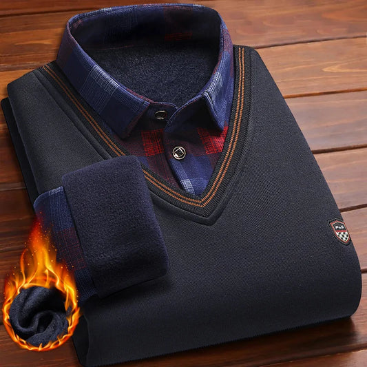 Intims - Pull Col V avec Chemise à Motif pour Homme - 10001FR