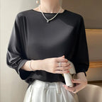 Blouse Intemporelle en Satin Manches 3/4