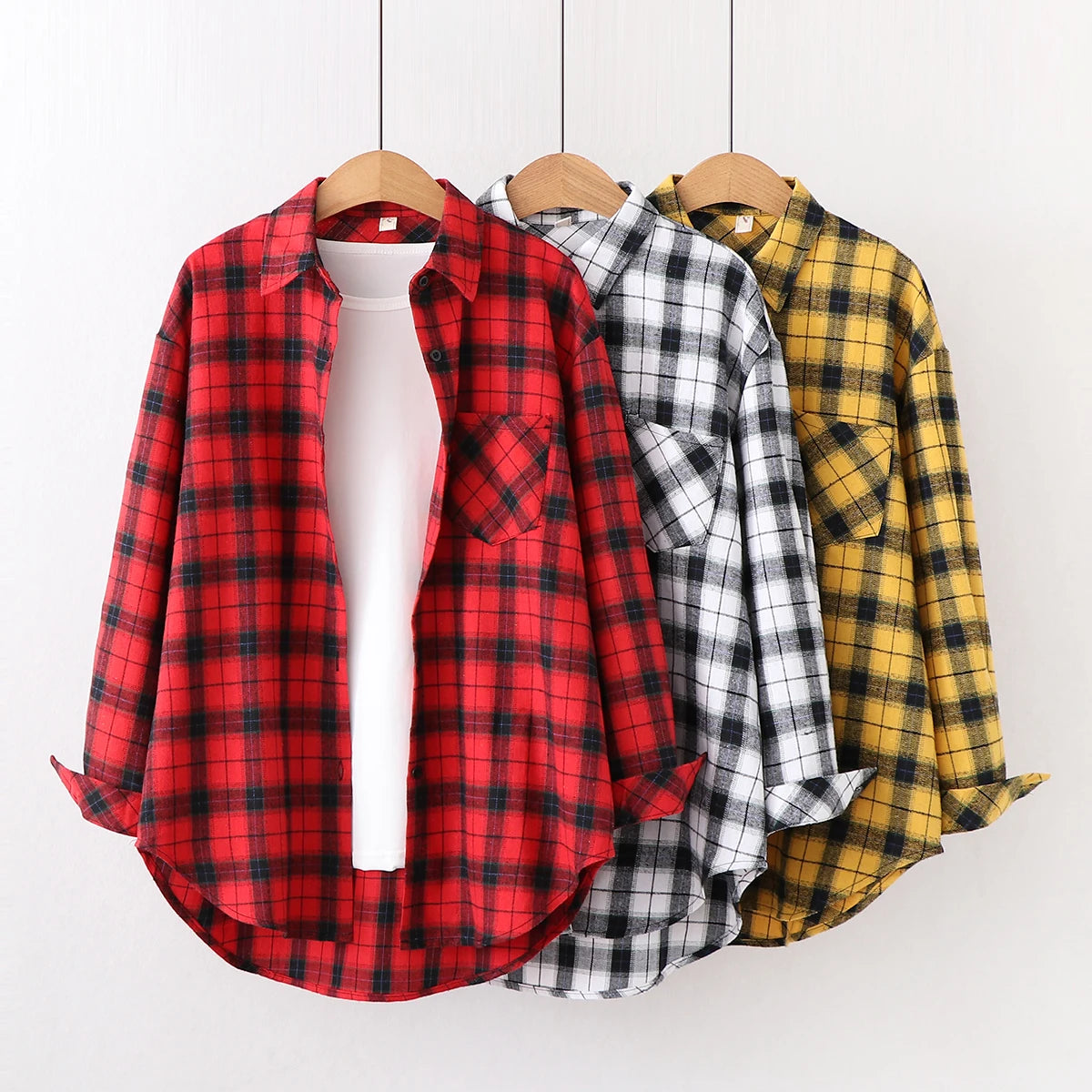 Chemise à Carreaux en Flanelle pour Femme - 10 Couleurs