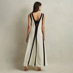 Intims - Robe élégante patchwork Noir & Blanc avec col en V - 75319FR