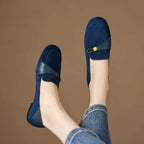 Mocassins en Daim à Bout Carré de Style Britannique - Femme