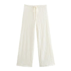 Ensemble 2PCS Texturé Veston Sans Manche à Bouton & Pantalon Élastique
