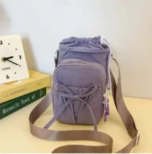 Sac Bandoulière Femme Léger à Noeud avec Porte-Bouteille – Pochette Téléphone pour Sport & Voyage