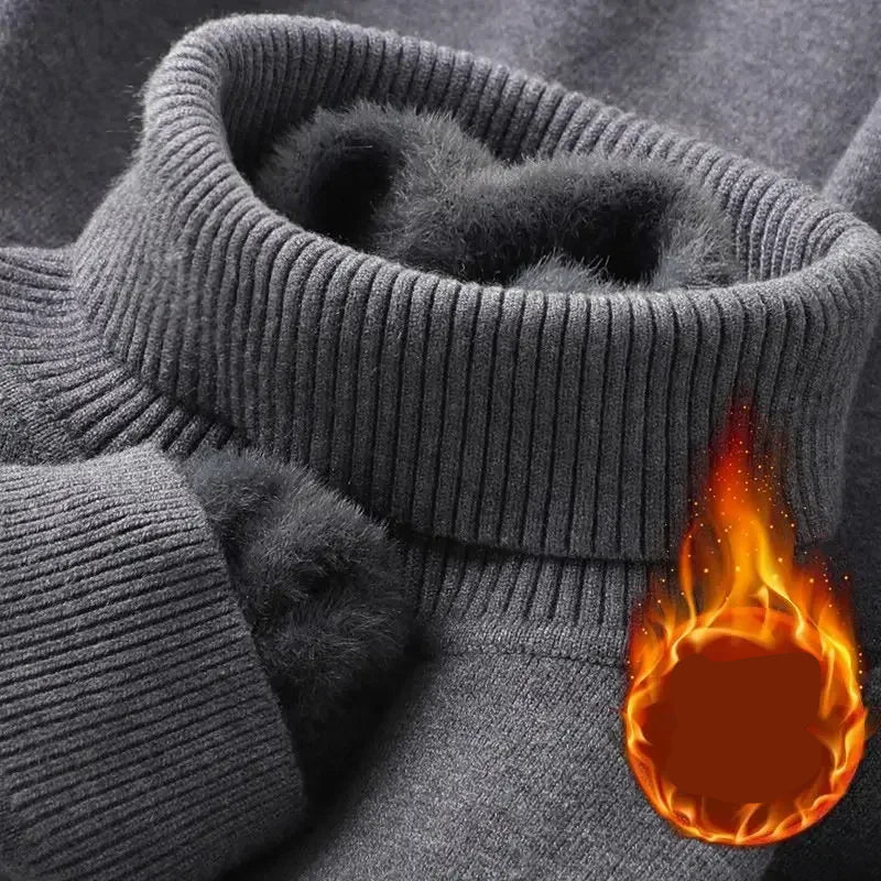 Pull Col Cheminé en Maille avec Doublure Polaire Homme